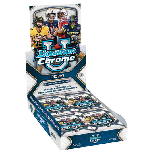 2024 Bowman University Chrome Football Hobby 12 Box Case — sealed collectible trading card product