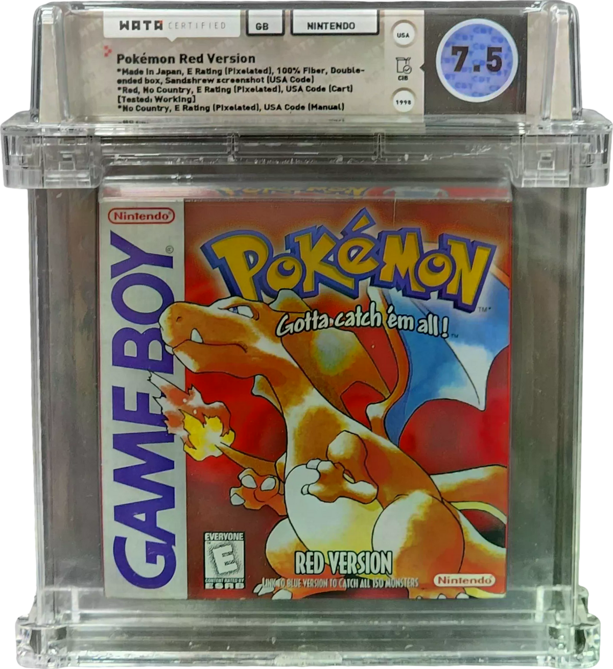 1998 Pokemon Red Version Sandshrew Nintendo Game Boy Gb WATA 8.5 Cib