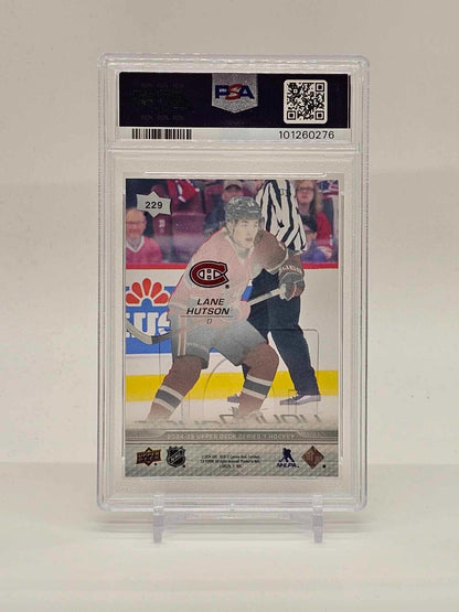 2024-25 Upper Deck Series 1 Lane Hutson #229 Clear Cut Young Guns SSP RC PSA 9 — image 2