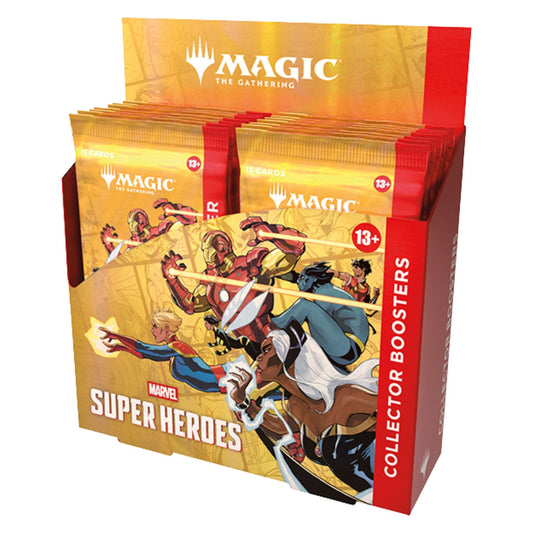 Magic The Gathering Universes Beyond Marvel Super Heroes Collector Booster Box — sealed collectible trading card product