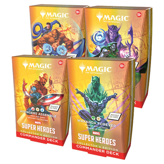 Magic The Gathering Universes Beyond Marvel Super Heroes Collector Commander Deck Display (4 Decks) — sealed collectible trading card product