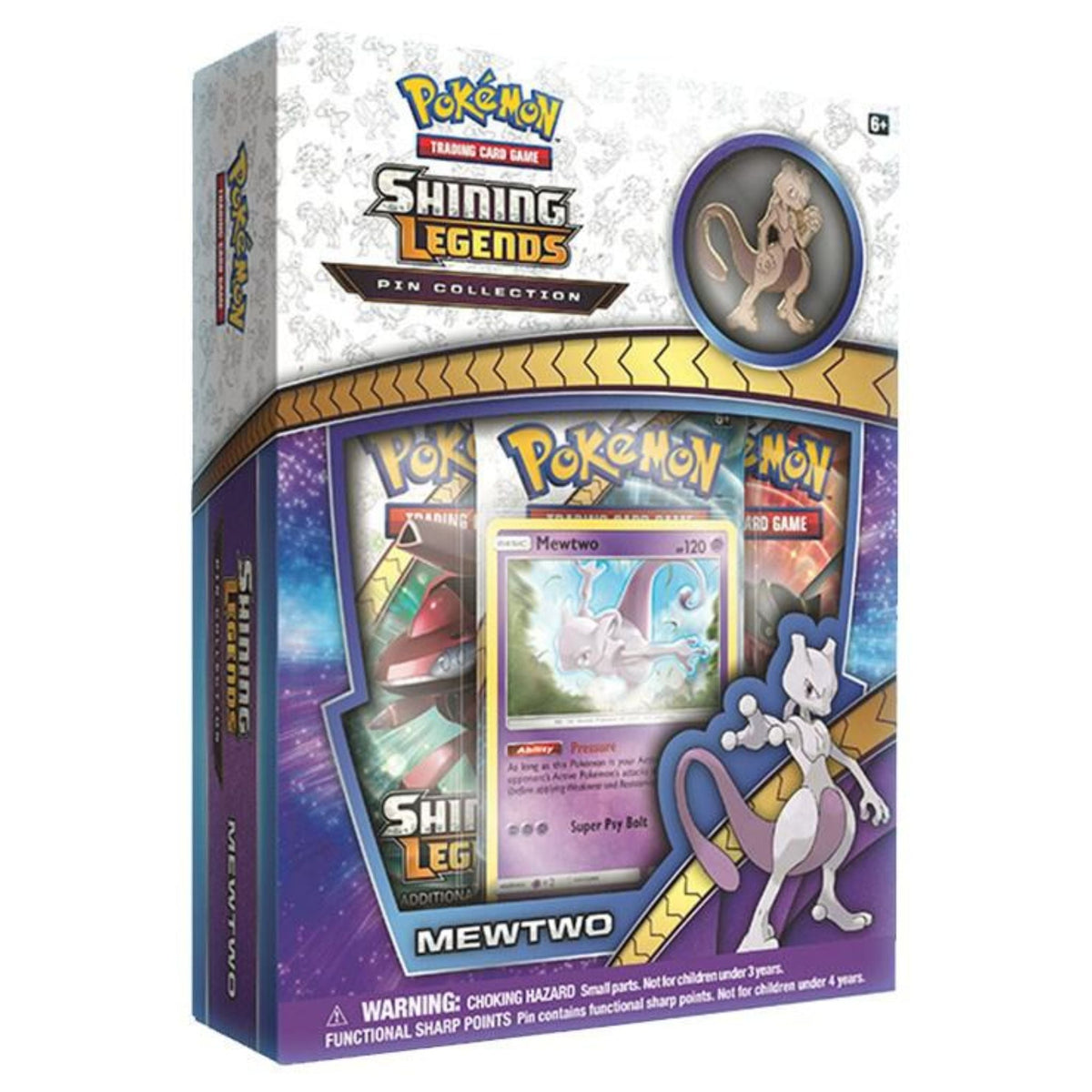 Pokemon Sun & Moon Shining Legends Mewtwo Pin Collection Box — sealed collectible trading card product