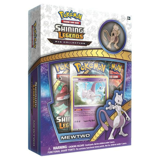 Pokemon Sun & Moon Shining Legends Mewtwo Pin Collection Box — sealed collectible trading card product