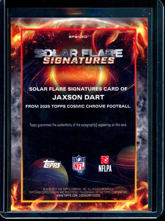 2025 Topps Cosmic Jaxson Dart Rookie Solar Flare Signatures Black /10 Giants — image 2