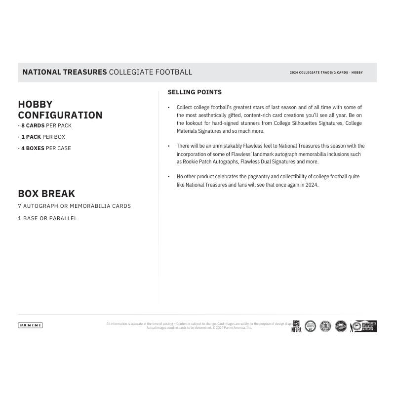 2024 Panini National Treasures Collegiate Football Hobby Box — image 6