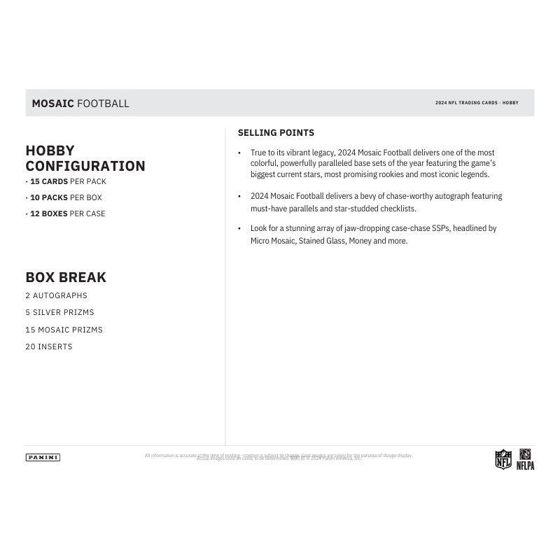 2024 Panini Mosaic Football Hobby Box — image 5